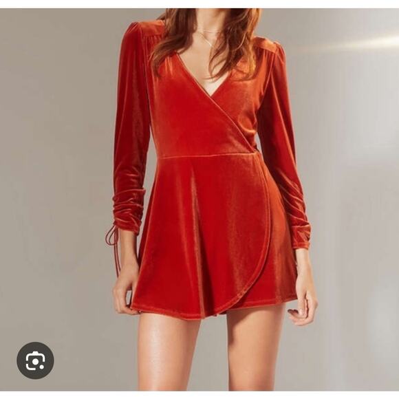 Urban Outfitters Rust Velvet Skort Romper S - Picture 1 of 3